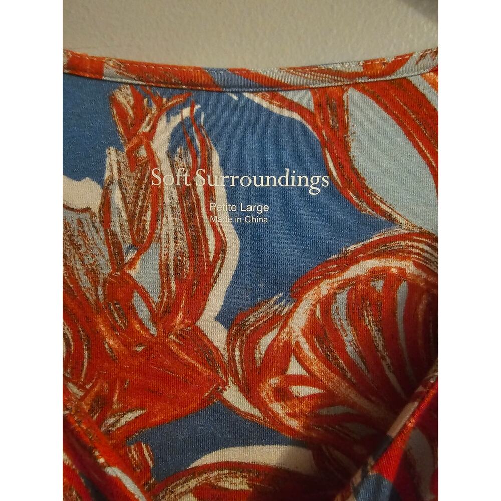 Soft Surroundings floral Spritzer Maxi Dress sz large petite blue orange - Picture 5 of 7